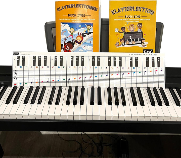 Klavier- und Keyboard-Notentabelle, kompletter Klaviermusikunterricht mit Farbnoten, Handbuch 1 und