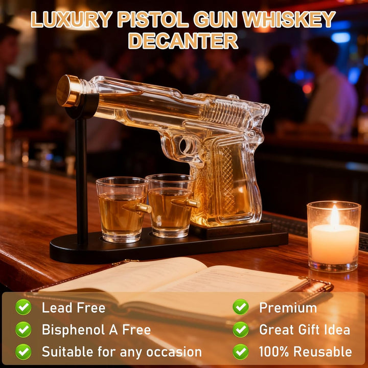 Whisky Geschenkset Personalisiert mit 2 Bullet Gläsern und Karaffe, Whisky Dekanter aus Glas, Whiske