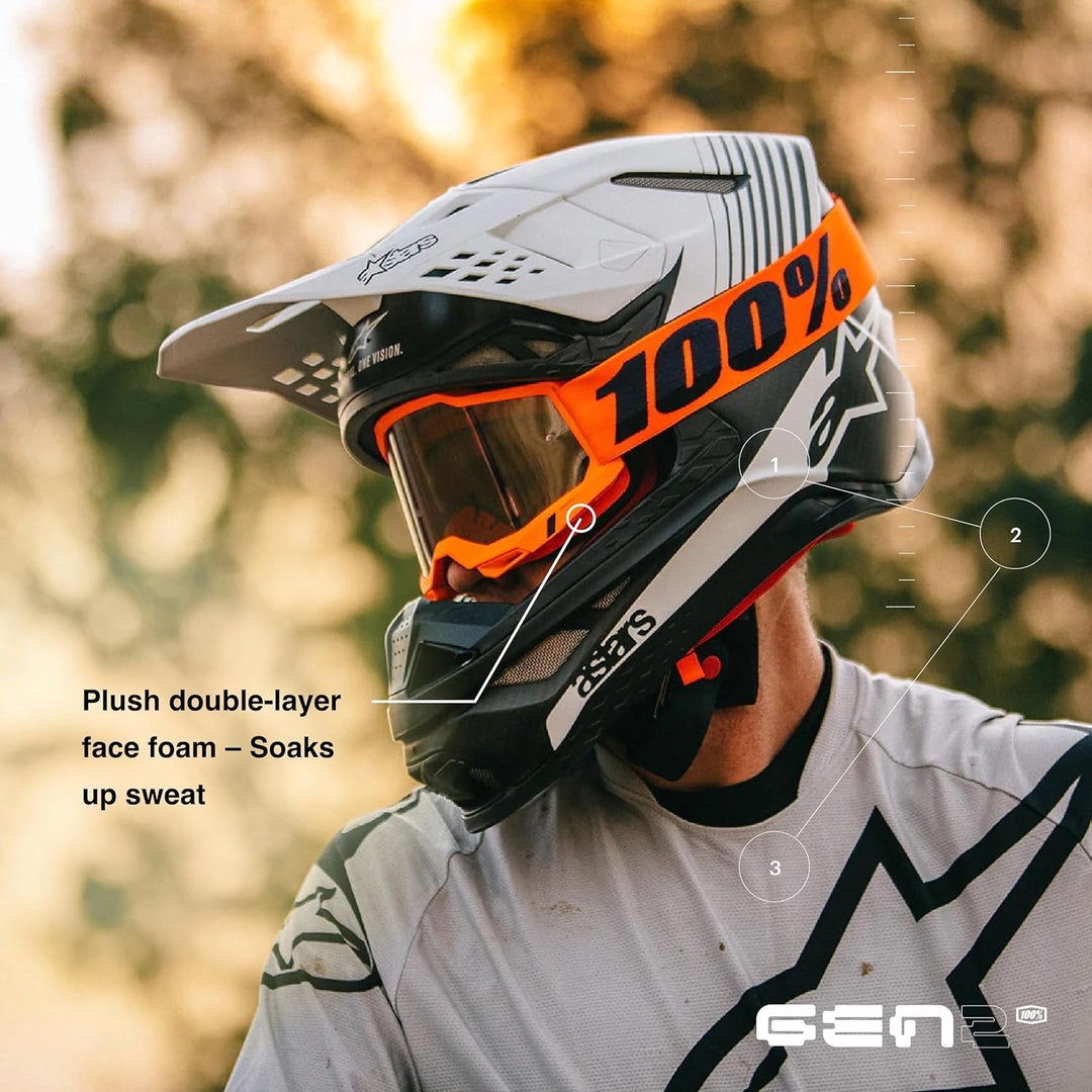 100% MÁSCARAS STRATA 2 Goggle Lens Brille, Erwachsene, Unisex, Orange/Gold (Orange), Einheitsgrösse