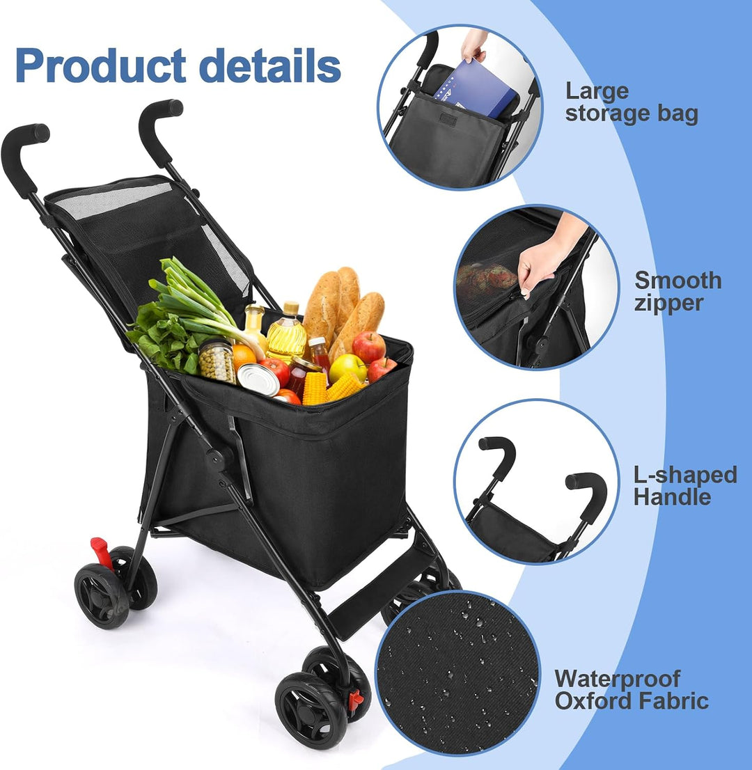 Wedyvko Trolley Einkaufstrolley Klappbar, Shopping Trolley, Einkaufswagen Leichtgewichtig 36 Liter |