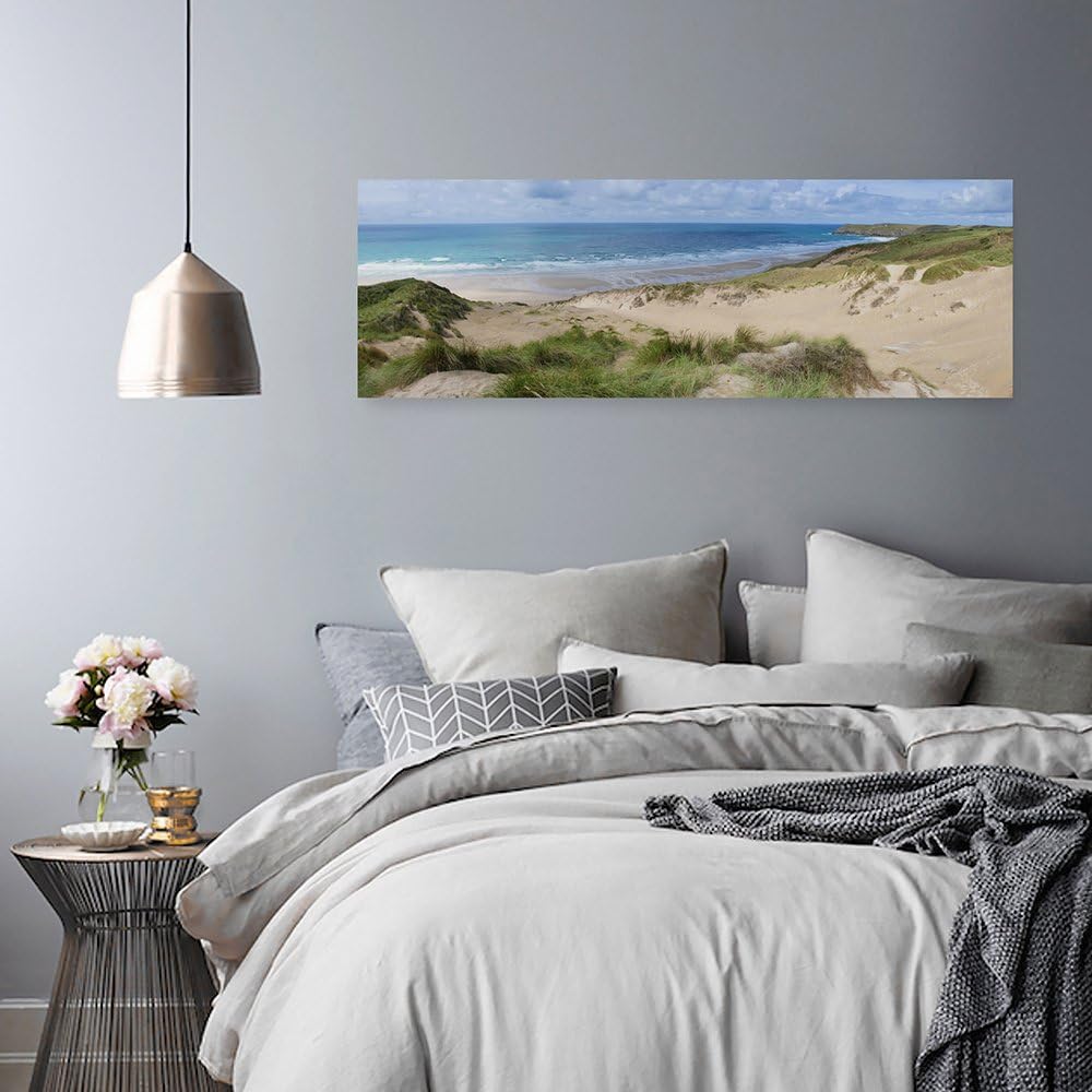 Feeby. Leinwandbild, Bilder, Wand Bild, Wandbilder, Kunstdruck 100x40 cm, MEER, DÜNEN, NATUR, BRAUN,