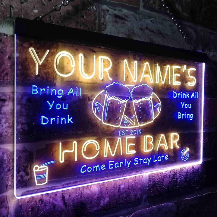 Personalized Your Name Est Year Theme Home Bar Beer Dual Color LED Barlicht Neonlicht Lichtwerbung N