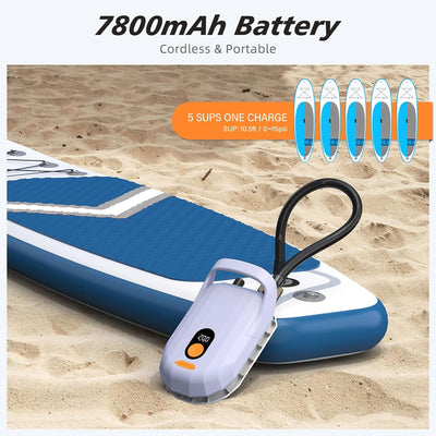 AIRBANK 7800mAh 20PSI SUP elektrische Luftpumpe mit Akku, wiederaufladbarer 12V DC Autoanschluss, Au