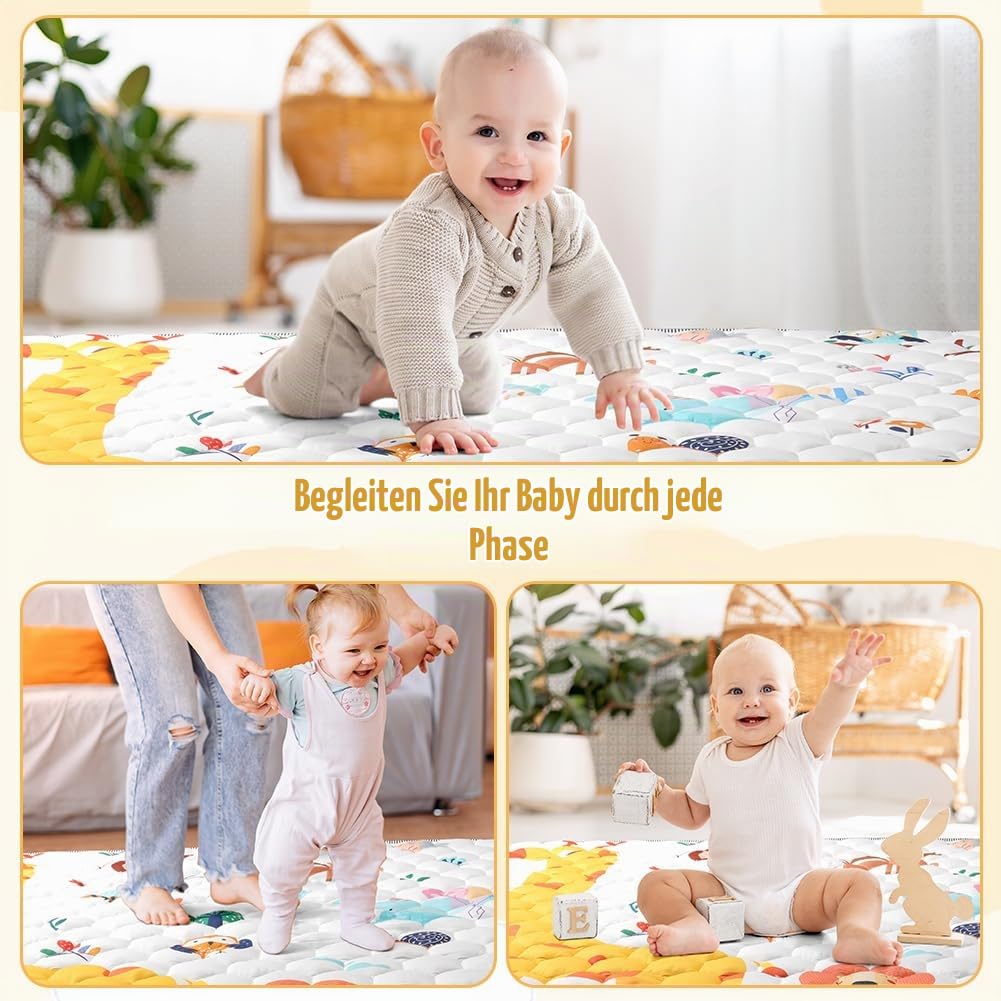 Aolso Baby Spielmatte, 127x127 cm Baby Krabbelmatte, Baby Faltbare Spielmatte, Krabbeldecke für Baby