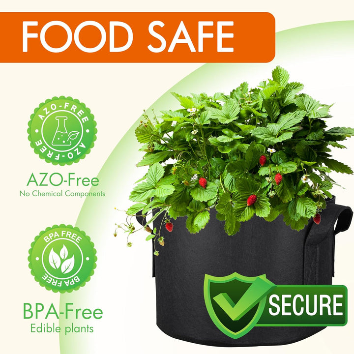 Gardzen 10er-Pack Pflanzbeutel 5 Gallonen, ca. 19 l, Belüftung, Stofftöpfe mit Griffen 5 Gallons Sch
