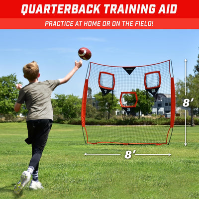 GoSports Football Trainer Throwing Net | Choose Between 8' x 8' or 6' x 6' Nets | Improve QB Throwin