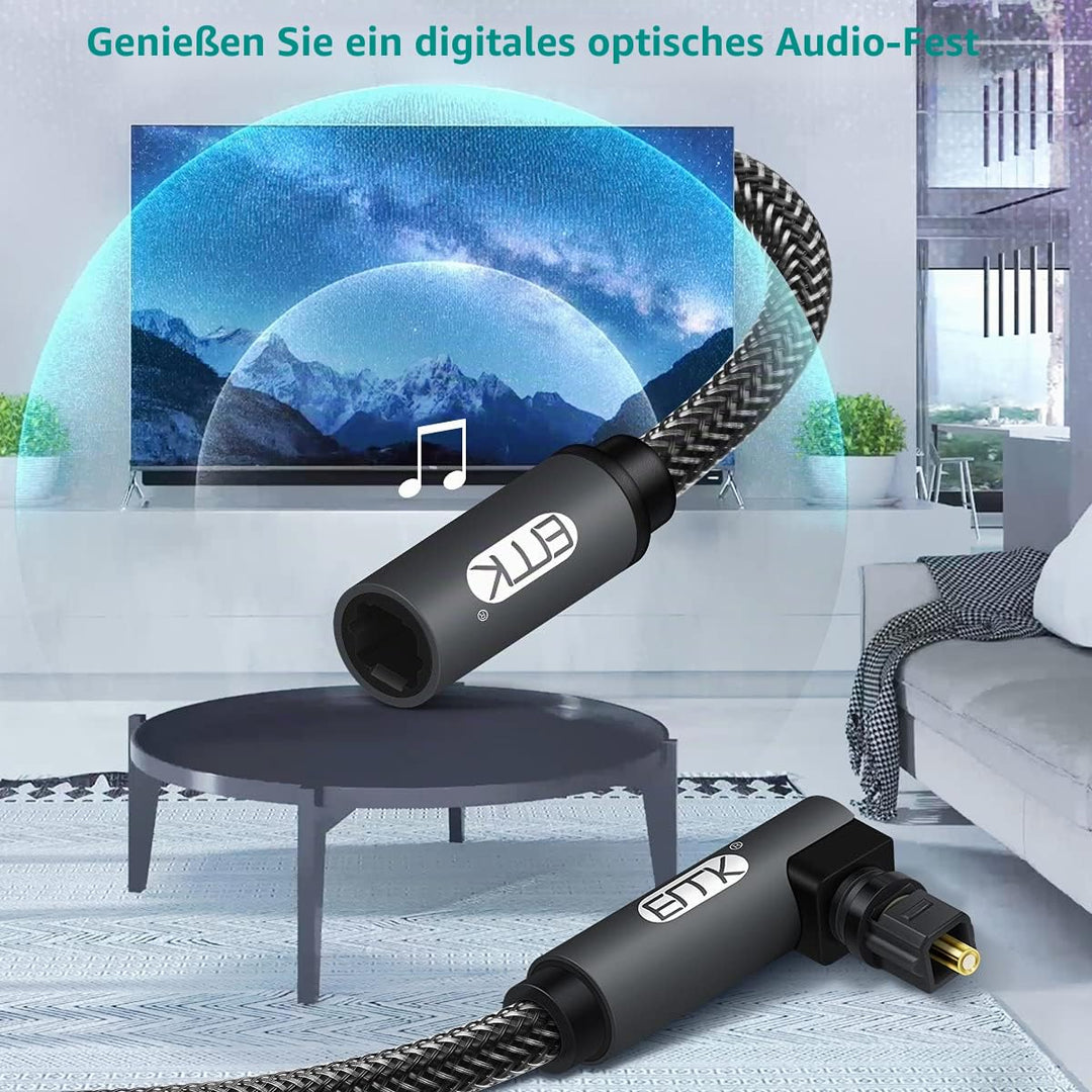 EMK 90 Grad Optische Verlängerungskabel Buchse zu Stecker Audiokabel Kupplung Nylonbehaart Toslink K