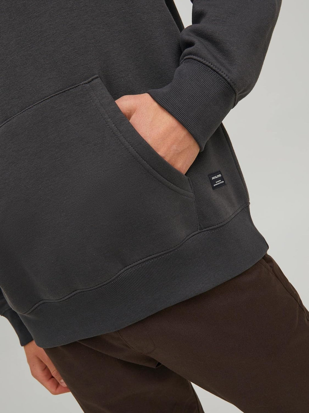 JACK & JONES Herren Basic Hoodie Soft Sweat Hood Jumper Kapuzen Pullover, XS Grau (Asphalt/Reg)