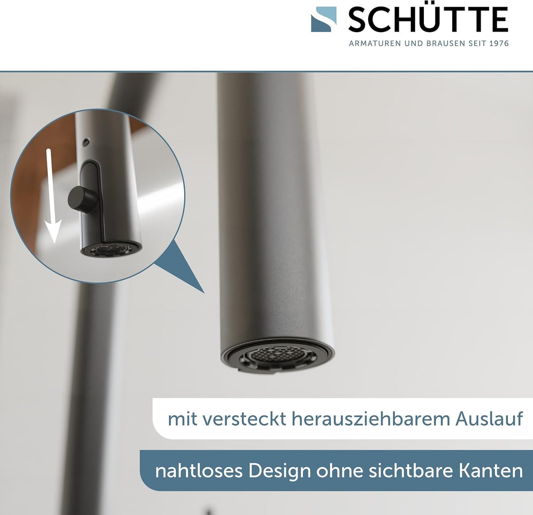 SCHÜTTE 79562 Blackpool Küchenarmatur mit ausziehbarer Geschirrbrause, 360 Grad Wasserhahn für die K