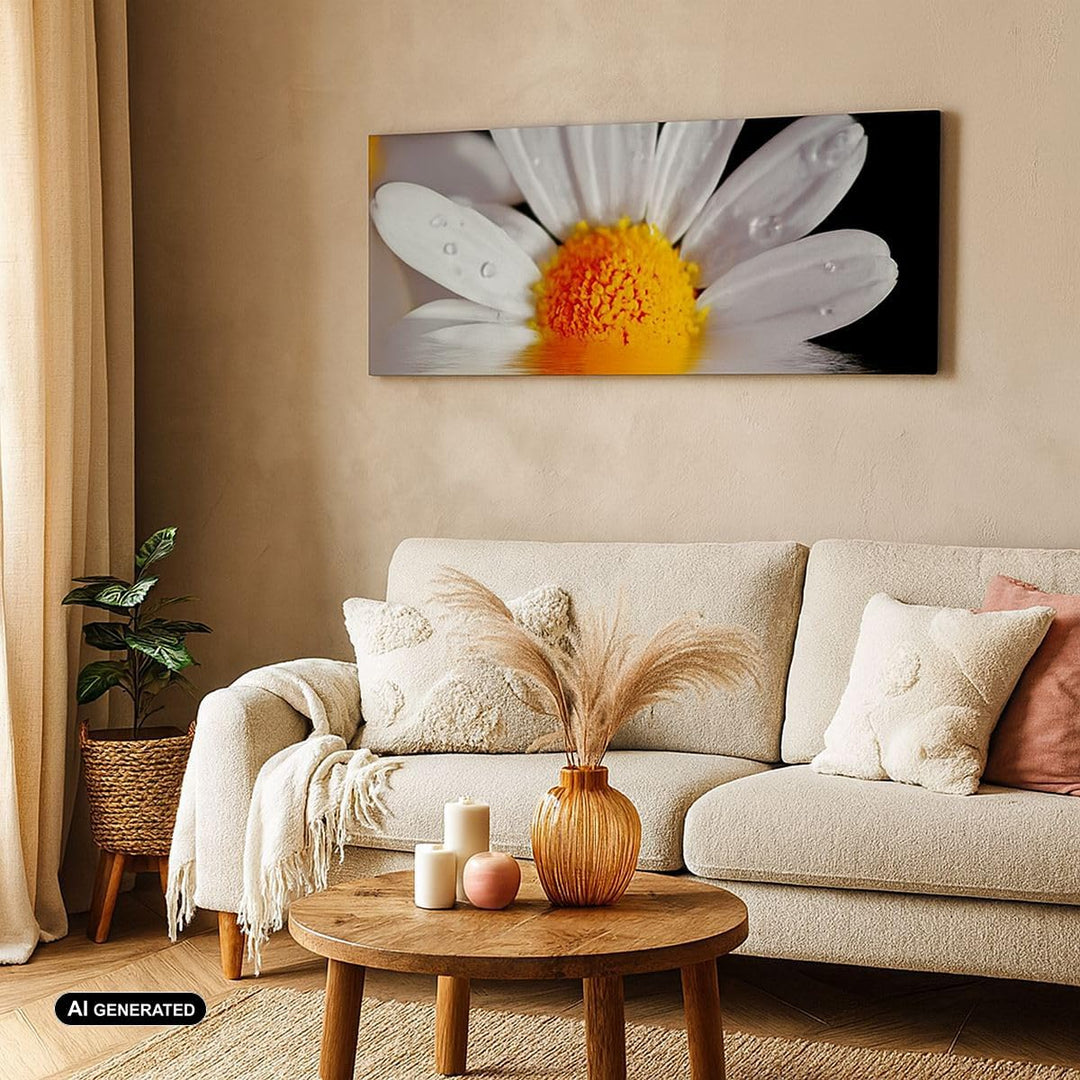 Wandbilder Dekoration Wohnzimmer Kraut Kamille Blume Wasser Panorama Bilder auf Leinwand 120x50cm Le