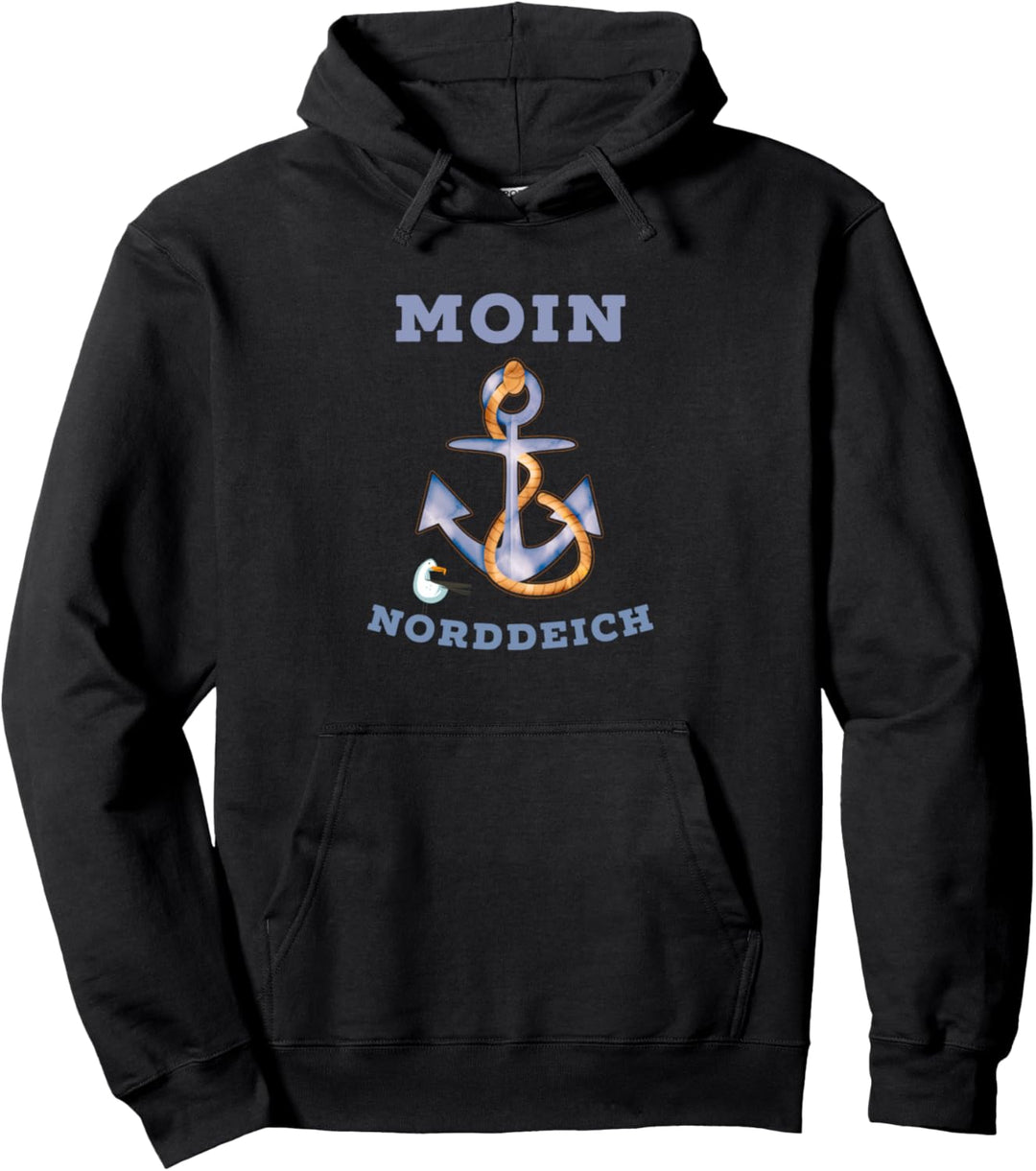 Moin Norddeich cooles Nordseeküsten Design Seemöwe und Anker Pullover Hoodie