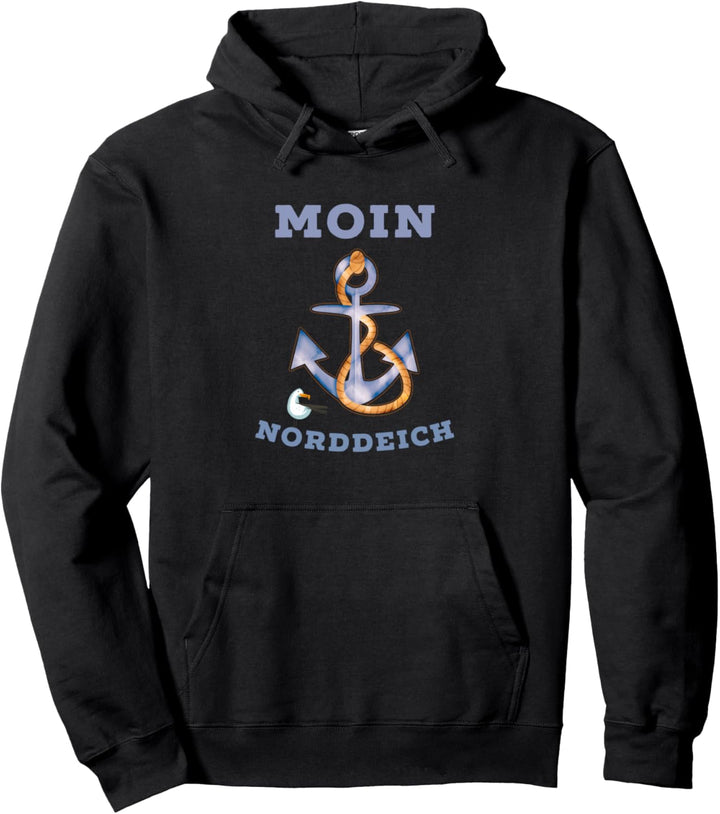 Moin Norddeich cooles Nordseeküsten Design Seemöwe und Anker Pullover Hoodie