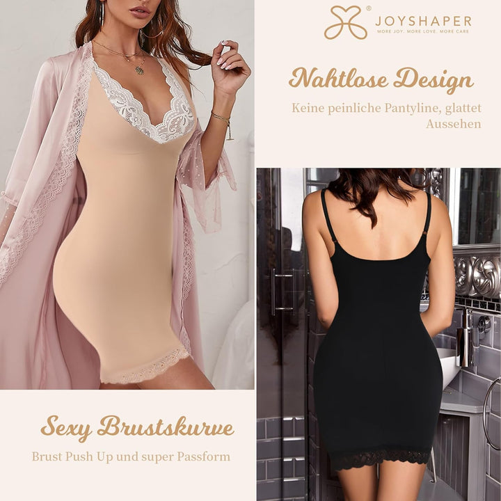 Joyshaper Unterkleid Damen Unterrock mit Träger Figurformende Miederkleid Shapewear Nahtlose Unterwä