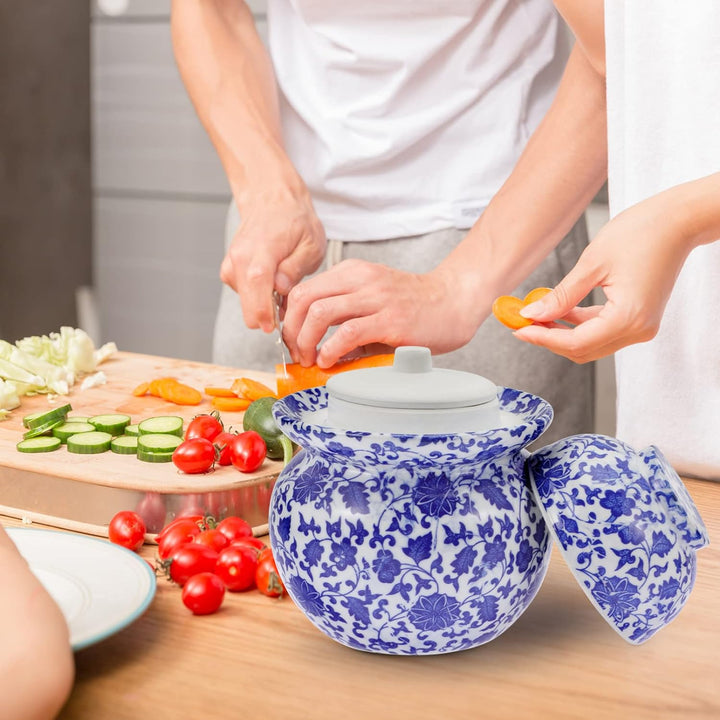 Cabilock Gärtopf Keramik Gurkentopf Sauerkrauttopf mit Deckel Rumtopf Einlegetopf Einmachtopf Tontop