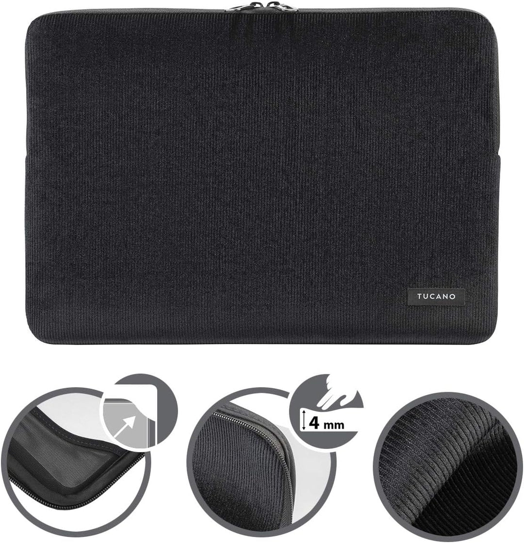 Tucano Second Skin Velluto, Notebook Sleeve aus Cord und Neopren 15,6 Zoll, MacBook Pro 15, MacBook