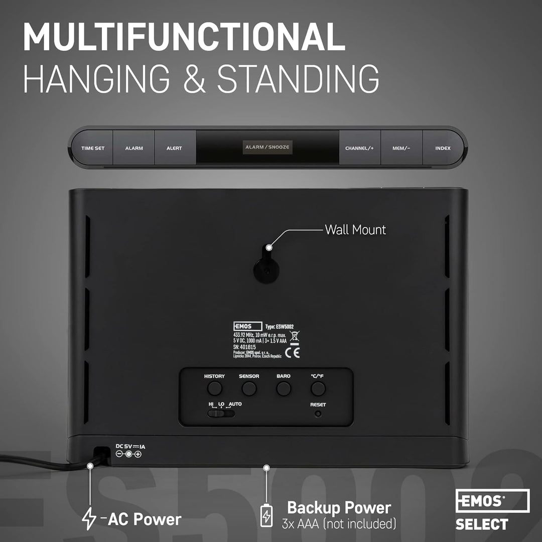 EMOS Wetterstation - Drahtloses System mit Farbdisplay, zur Wettervorhersage, für drinnen & draussen