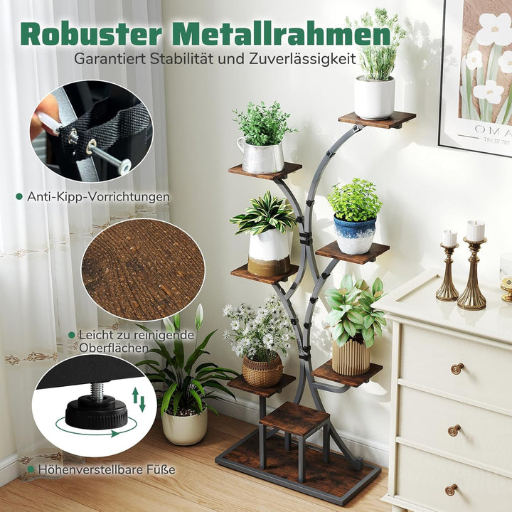 COSTWAY Pflanzenständer mit Wachstumslichtern, 8-stöckiges Pflanzenregal, Blumenständer Innenbereich