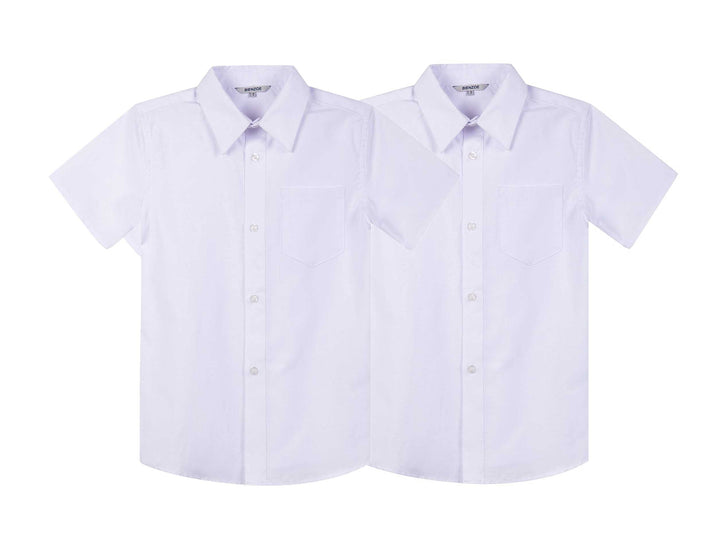BIENZOE Jungen Schule Oxford Kurz Hemd 2Pcs Satz 110 Weiss, 110 Weiss