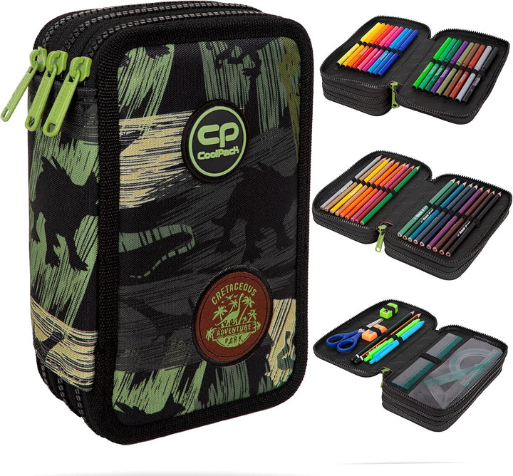 Goldkids Federtasche 3-fache Federmappe Adventure Park Federmäppchen 46-teilig gefüllte Schüleretui