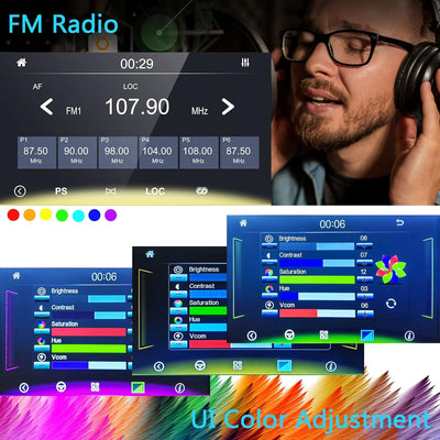 Podofo Autoradio mit Bluetooth Freisprecheinrichtung 7 Zoll Bildschirm 1din Carplay RüCkfahrkamera A
