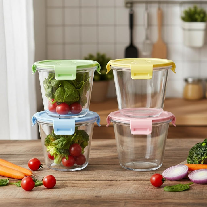 720ML Runde Glasbehälter Mit Deckel Und Löffel. Runde Glas Suppe Behälter, Meal Prep Boxen Glas für