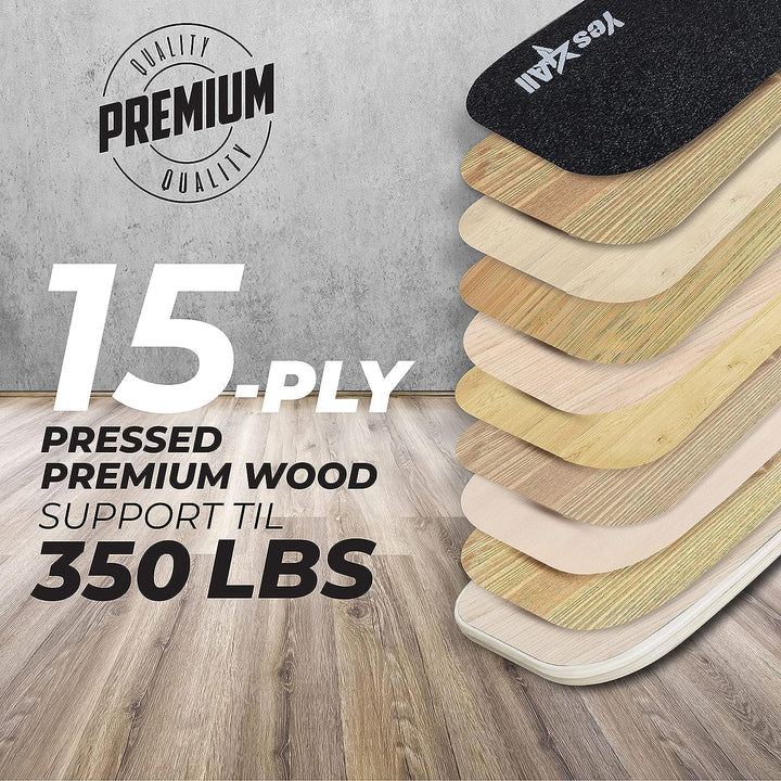 Yes4All Indoorboard aus Holz, Surf Balance Board mit glatter Oberfläche und Rolle für alle Trainings