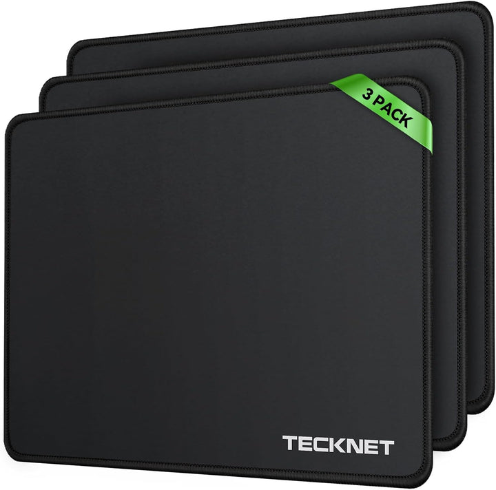 TECKNET Mauspad, 3 Pack Mousepad 280 x 210 mm, wasserdichte Gaming Mauspad Mausmatte mit vernähte Ka