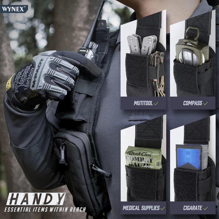 WYNEX Molle Zubehör Tasche mit Reissverschlusstasche, Rucksack Riemen Tasche Schultergurt Molle Befe