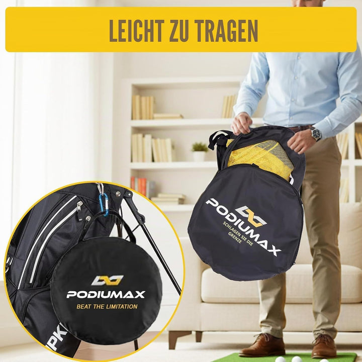 PodiuMax Golf Netz, 3x2.1M / 60x50x64CM Einfach Aufzubauendes Golfnetz Übungsnetz für Outdoor Indoor