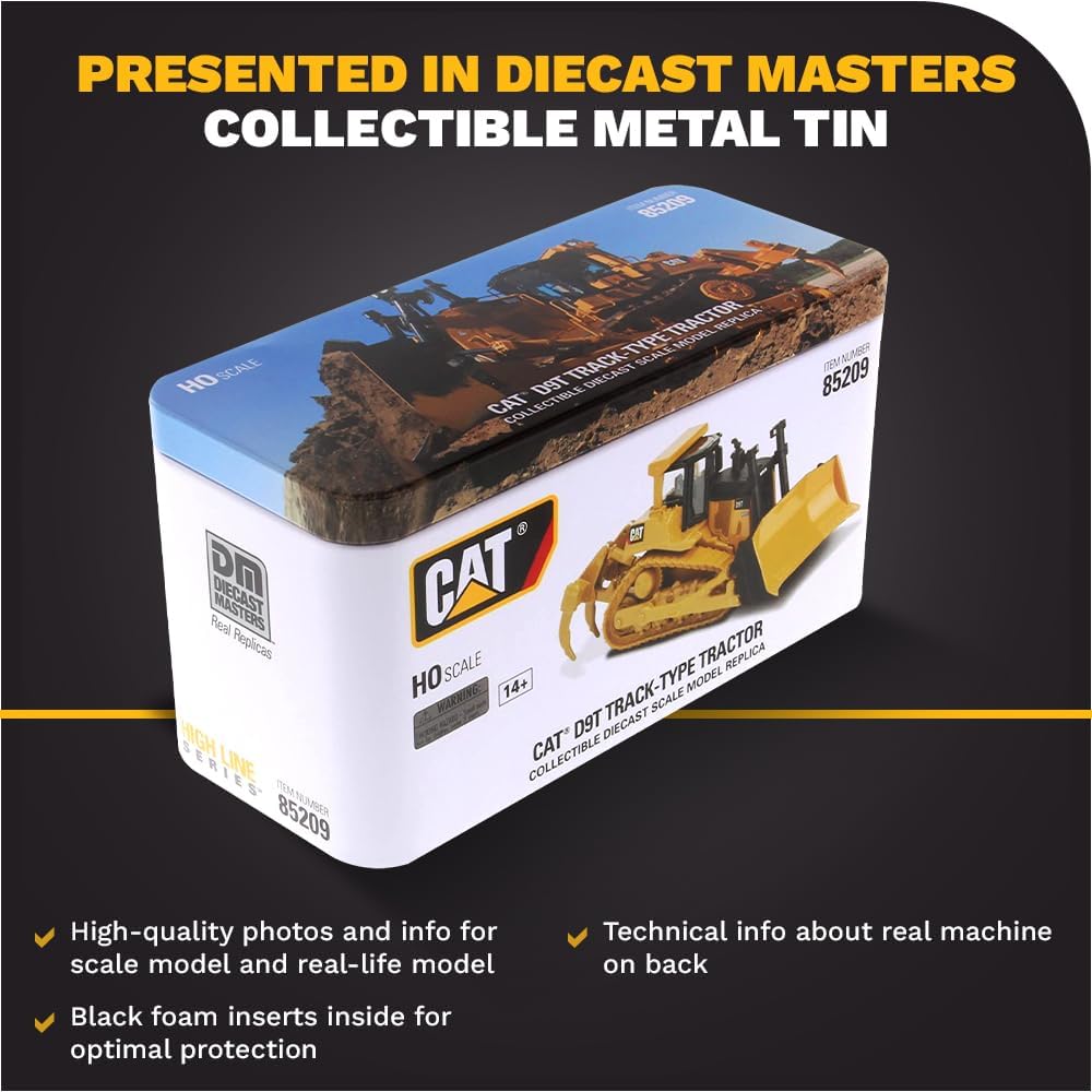Diecast Masters 85209 - Caterpillar Kettendozer D9T, detailgetreues H0 CAT Baufahrzeug in Metallbox,