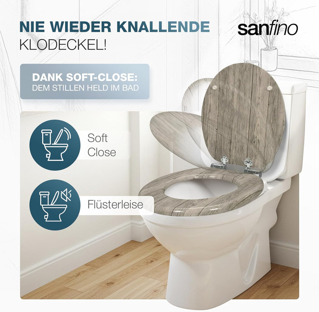 Premium WC Sitz mit Absenkautomatik – hochwertige Toilettendeckel aus Holz, viele bunte Motive, hohe