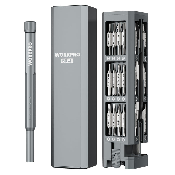 WORKPRO 60 in 1 Feinmechaniker Schraubendreher Set, Präzisionsschraubendreher-Set, mit Cr-V Bits, Ei