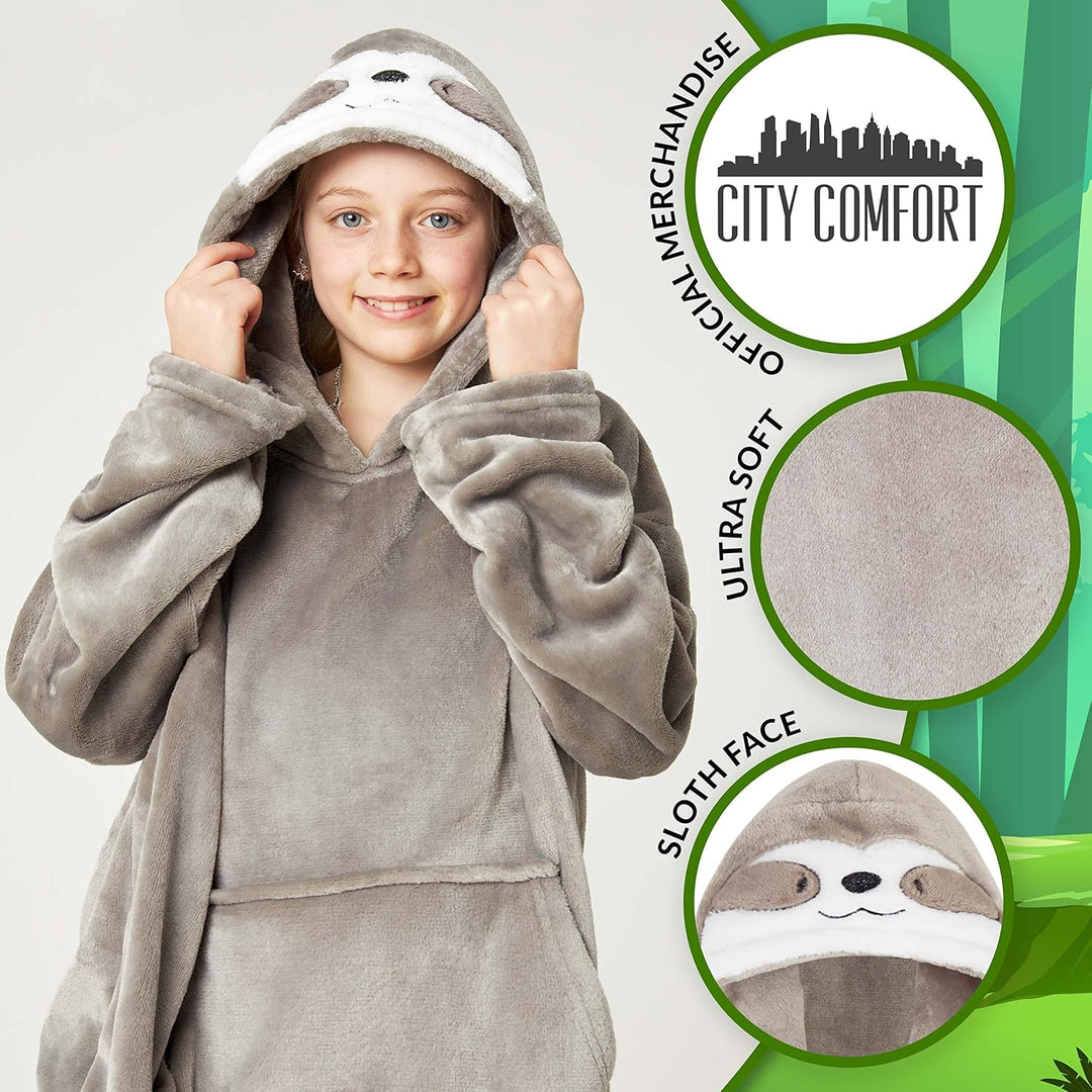 CityComfort Übergrosse Hoodie Decke Kinder Fleece Oversize Kapuzenpullover Mädchen Teenager mit Sher