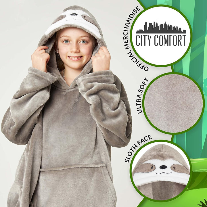 CityComfort Übergrosse Hoodie Decke Kinder Fleece Oversize Kapuzenpullover Mädchen Teenager mit Sher