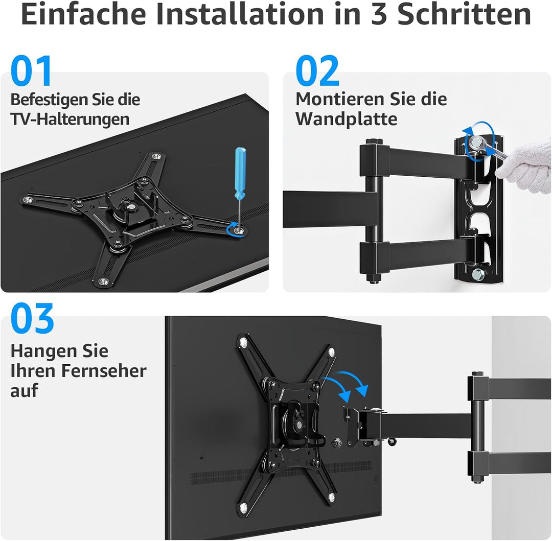 MOUNTUP 550mm Langarm TV Wandhalterung für 14-42 Zoll LED, LCD, OLED Fernseher oder Monitor, Schwenk