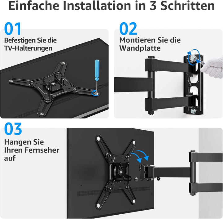 MOUNTUP 550mm Langarm TV Wandhalterung für 14-42 Zoll LED, LCD, OLED Fernseher oder Monitor, Schwenk