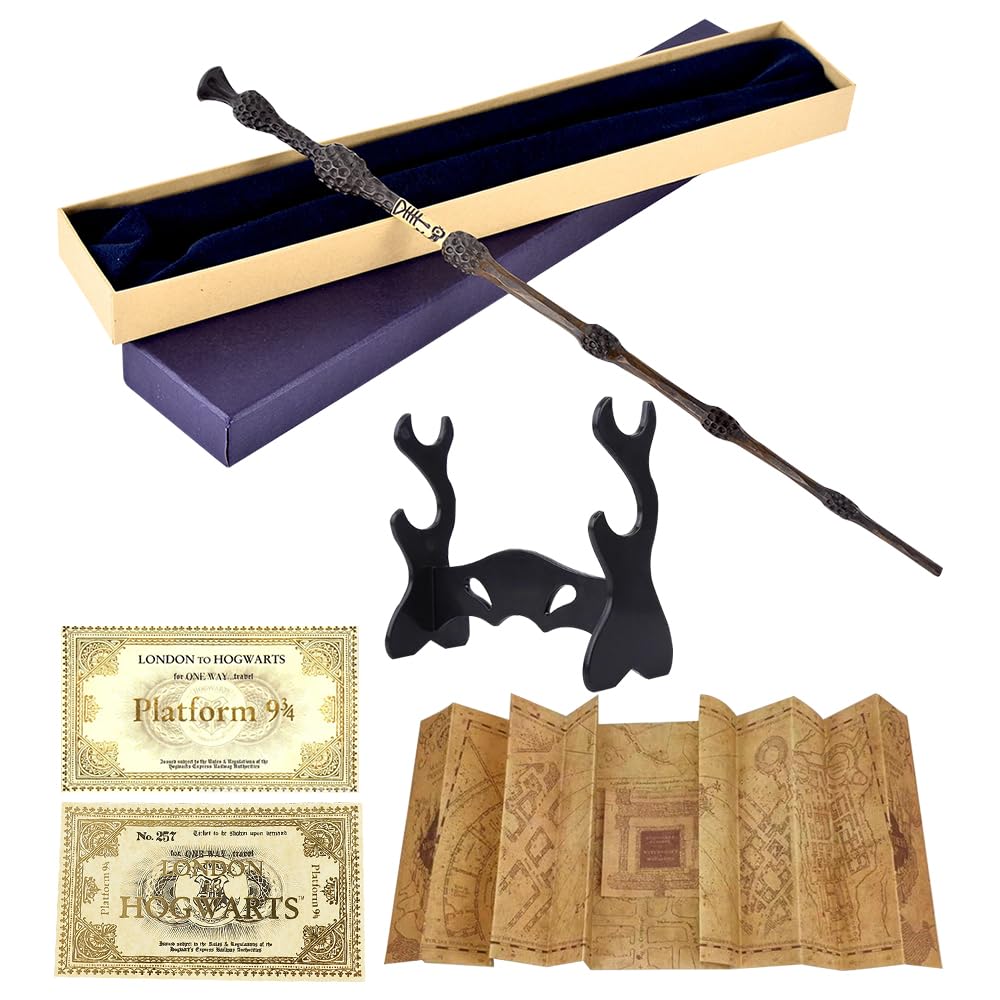 Elderstab H-arry P-Otter, 37CM Dumbledore Zauberstab aus Harz und Stahlkern, Zauberstab Dumbledore i