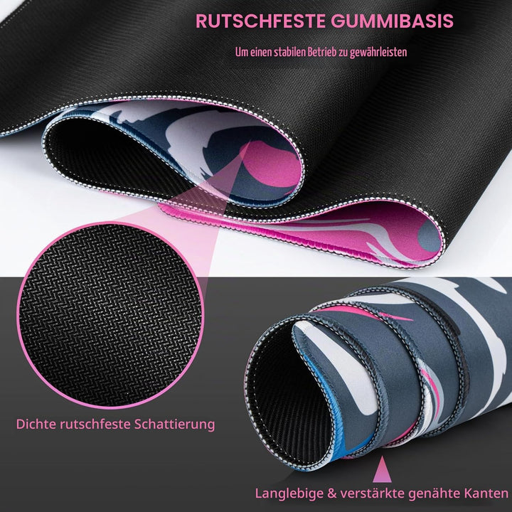 Gaming Mauspad XXL, Mousepad 900 x 400mm, Fluid Art Mauspad gross Vernähte Kanten WassXerdicht Anti-