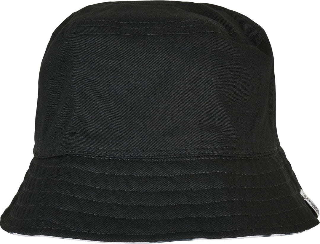 Flexfit Batik Wende-Bucket Hat - Unisex Anglerhut für Damen &amp; Herren, eine Seite einfarbig Schwarz,