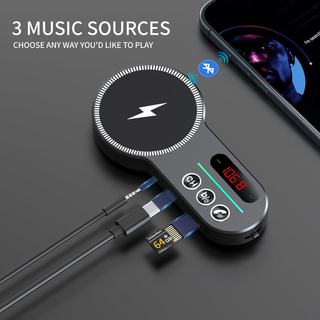 Magift for MagSafe Car Bluetooth Transmitter Mount, Black 20X Powerful Magnetic Phone Holder for iPh