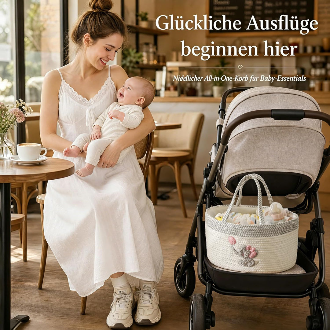 Geteilter Baumwollseil-Aufbewahrungskorb, Wickelkorb für Jungen, Organizer mit Griff, Windel-Organiz