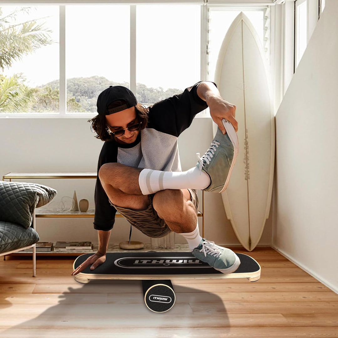 Balance Board Roller Holz Trainer Rollbrett Balance Trainingsbrett Rutschfeste Oberfläche Körperkont