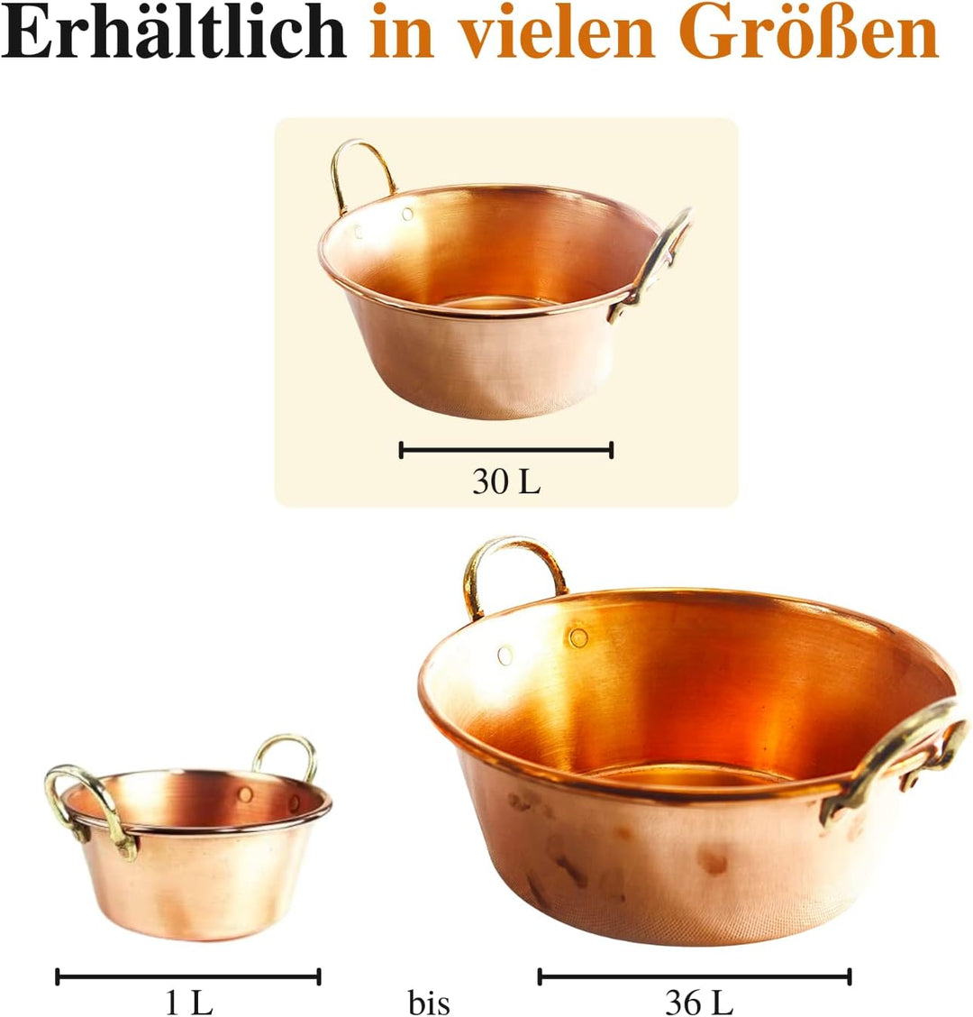 CopperGarden Sossen- & Marmeladentopf 30 Liter I Kochtopf aus Kupfer mit 50 cm Durchmesser I Grosser