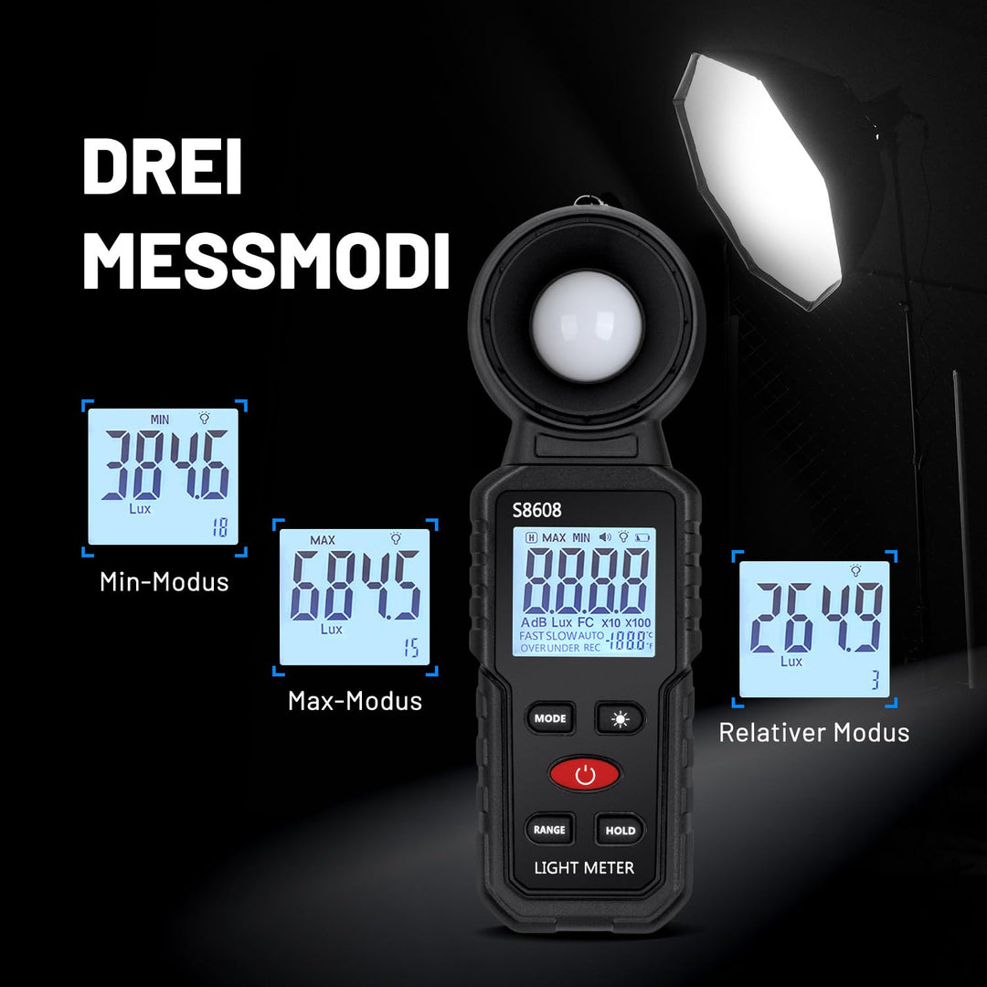 Mcbazel Digital Luxmeter Photometer Belichtungsmesser Beleuchtungsstärke Lichtmesser mit LCD Display