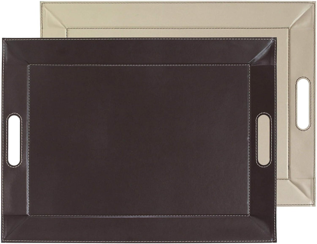 FREEFORM DUO - 2in1 wendbares Tablett & Tischset, schokobraun/cremefarben, Kunstleder, Masse: 55 x 4