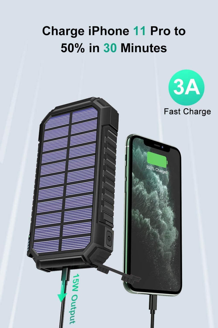 Solar Powerbank 26800mAh, Hiluckey Wireless Solar Ladegerät mit 4 Ausgängen USB C 3A Solar Power Ban