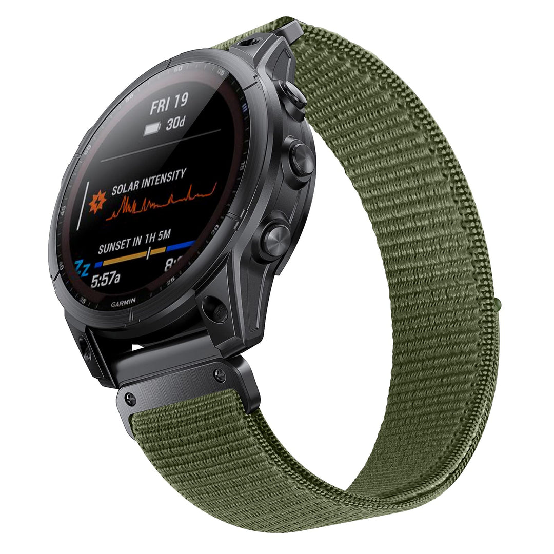 ANBEST 22mm Nylon Armband für Garmin Fenix 7 Pro/6 Pro/Fenix 8 47 mm Armband, Schleife Klettband für