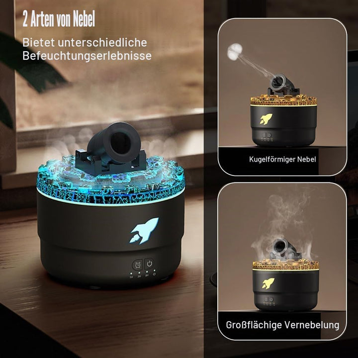Aroma Luftbefeuchter mit LED Kanonen, Simulation Eines Vulkannebels, Persönlicher Kleine Luftbefeuch