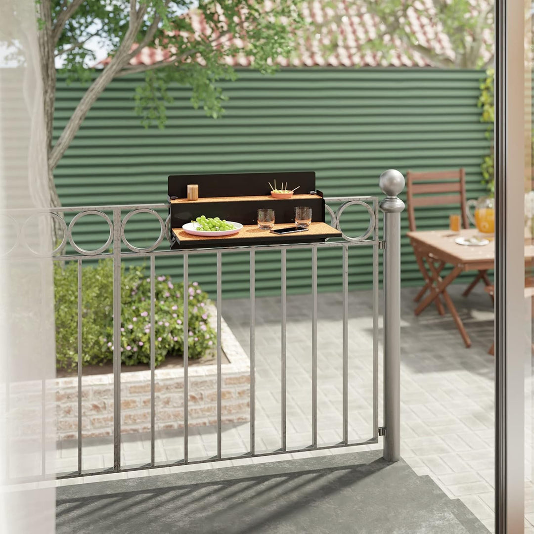 LEVIRA Beistelltische, Balkonhängetisch Klappbar, Balkontisch Hängetisch ForFun, 64 x 35 x 29 - Schw