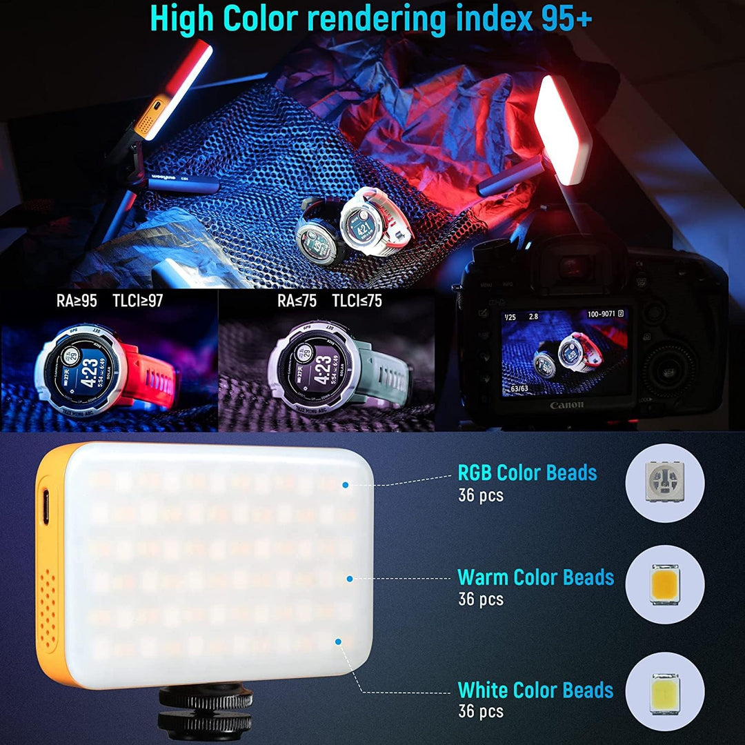 5W RGB Videoleuchte LED für Live Streaming YouTube Tiktok Aufnahmen, 2800K-6800K Dimmbare, APP Fernb